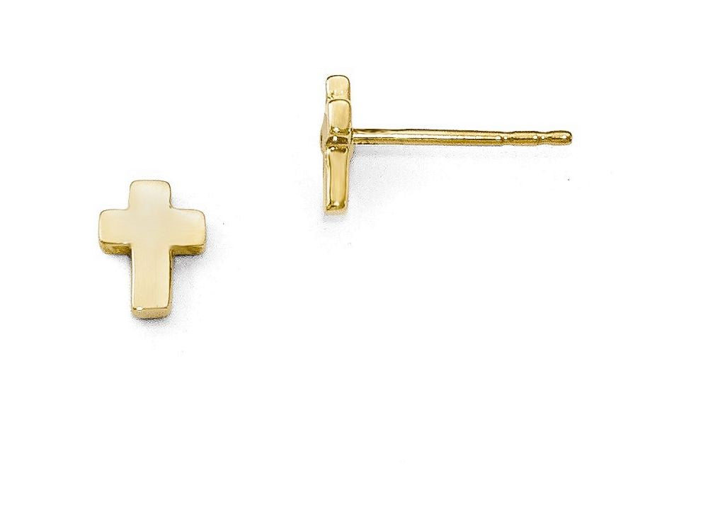 FJC Finejewelers Small 14k Yellow Gold Polished Cross Post Earrings