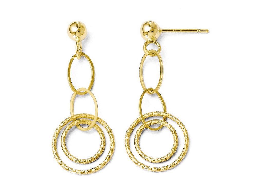 FJC Finejewelers 14k Yellow Gold Polished And Textured Post Dangle Earrings