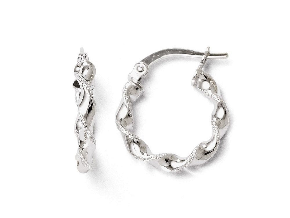 FJC Finejewelers 14k White Gold Twisted Hoop Earrings