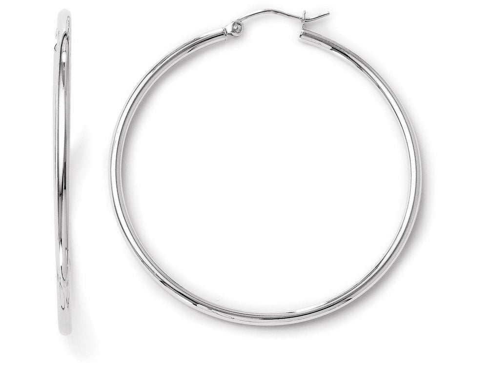 FJC Finejewelers 14k White Gold Polished 2mm Hoop Earrings