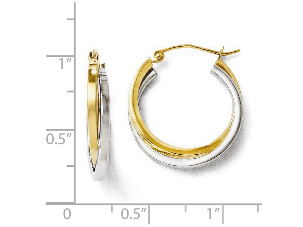 FJC Finejewelers 14 kt Two Tone Gold Polished Hinged Hoop Earrings
