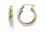 FJC Finejewelers 14 kt Two Tone Gold Bright Cut Hinged Hoop Earrings