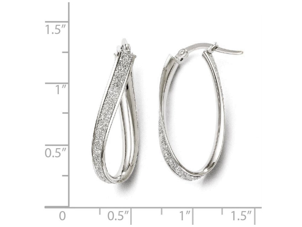 FJC Finejewelers 14k White Gold Polished Glimmer Infused Oval Hoop Earrings