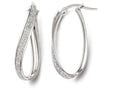 FJC Finejewelers 14k White Gold Polished Glimmer Infused Oval Hoop Earrings