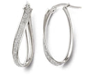 FJC Finejewelers 14k White Gold Polished Glimmer Infused Oval Hoop Earrings