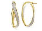FJC Finejewelers 14k Yellow Gold Polished Glimmer Infused Oval Twist Hoop Earrings