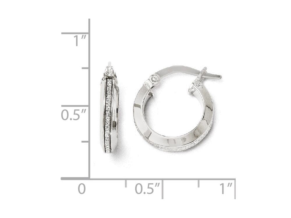 FJC Finejewelers 14k White Gold Polished Glimmer Infused Hoop Earrings