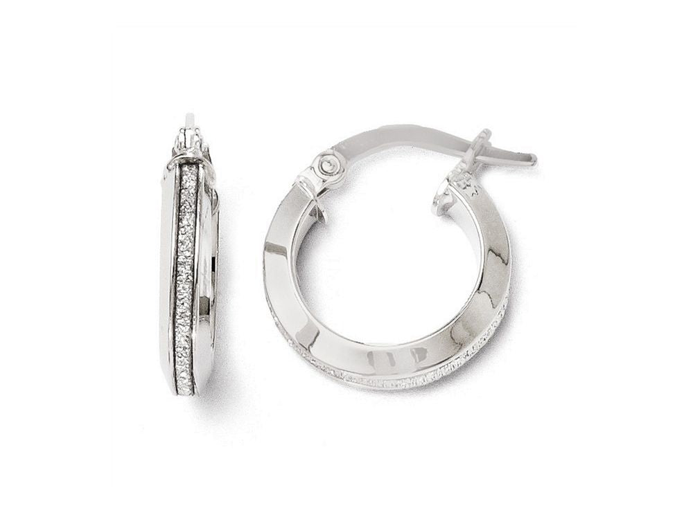 FJC Finejewelers 14k White Gold Polished Glimmer Infused Hoop Earrings