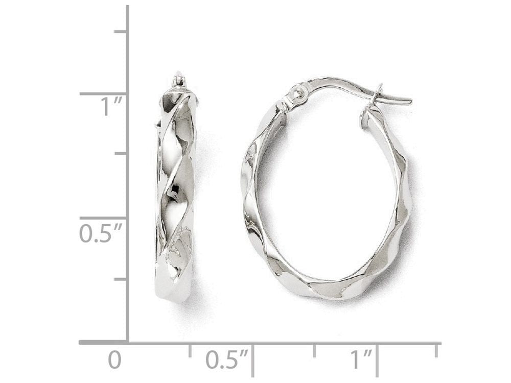 FJC Finejewelers 14k White Gold Polished Twisted Oval Hoop Earrings