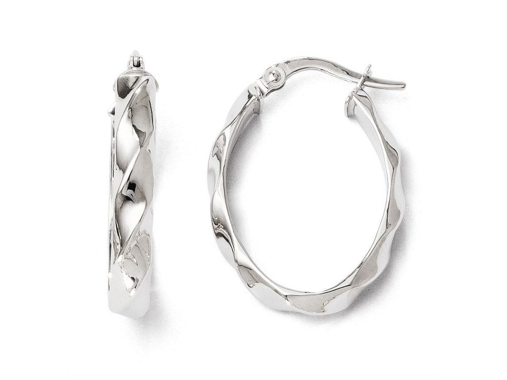 FJC Finejewelers 14k White Gold Polished Twisted Oval Hoop Earrings