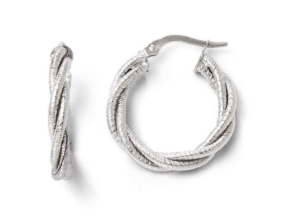 FJC Finejewelers 14k White Gold Twisted Triple Twist Hoop Earrings