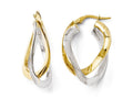 FJC Finejewelers 14 kt Two Tone Gold Polished Twisted Double Hoop Earrings