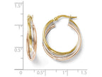 FJC Finejewelers 14 kt Tri Color Gold Polished And Textured Twisted Hoop Earrings