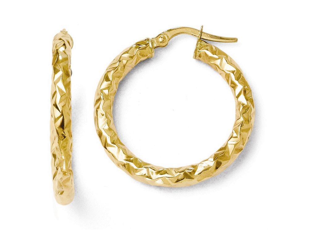FJC Finejewelers 14k Yellow Gold Foreverlite Polished And Textured Hoop Earrings