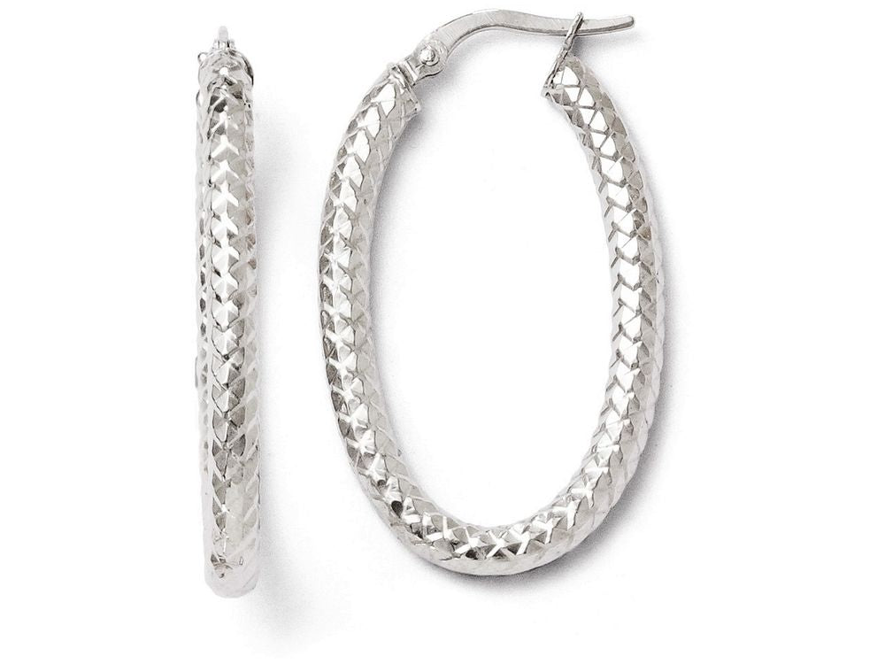 FJC Finejewelers 14k Foreverlite White Gold Polished And Textured Earrings