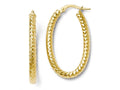 FJC Finejewelers 14k Yellow Gold Foreverlite Polished And Textured Oval Hoop Earrings
