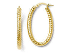 FJC Finejewelers 14k Yellow Gold Foreverlite Polished And Textured Oval Hoop Earrings