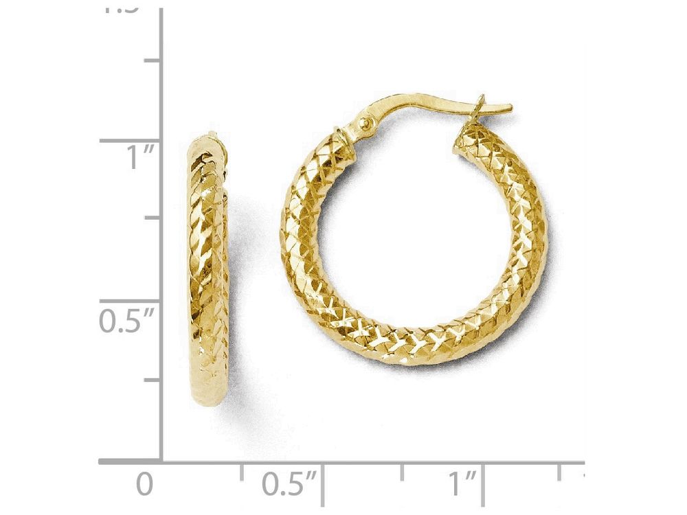 FJC Finejewelers 14k Yellow Gold Foreverlite Polished And Textured Hoop Earrings
