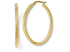 FJC Finejewelers 14k Yellow Gold Foreverlite Polished And Textured Oval Hoop Earrings