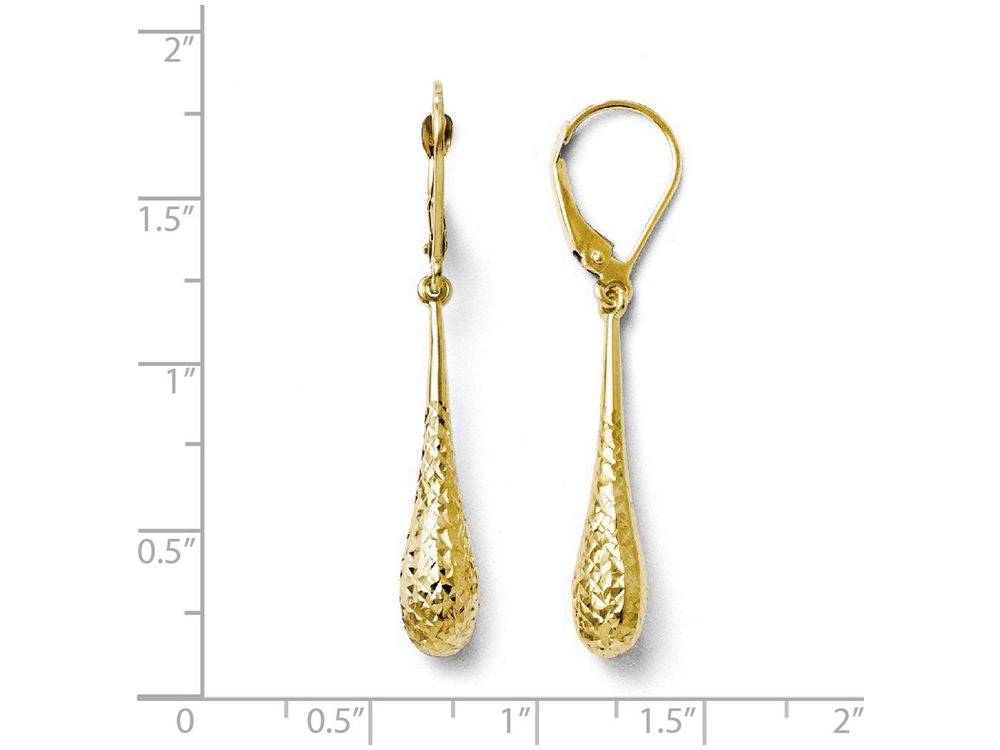 FJC Finejewelers 14k Yellow Gold Bright Cut Dangle Leverback Earrings