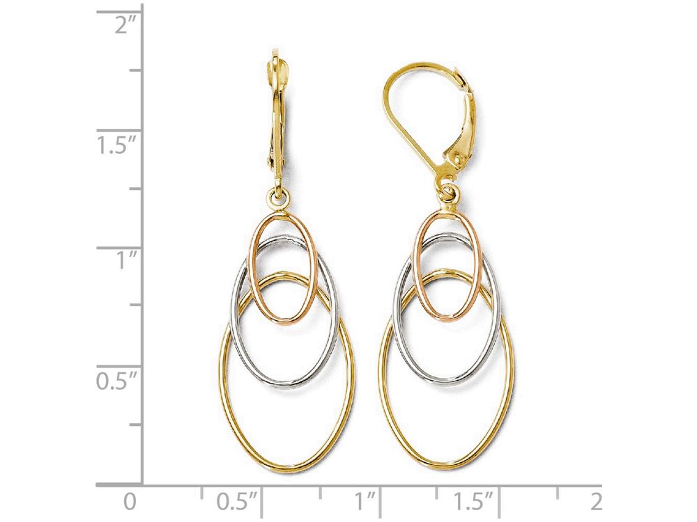 FJC Finejewelers 14 kt Tri Color Gold Dangle Leverback Earrings