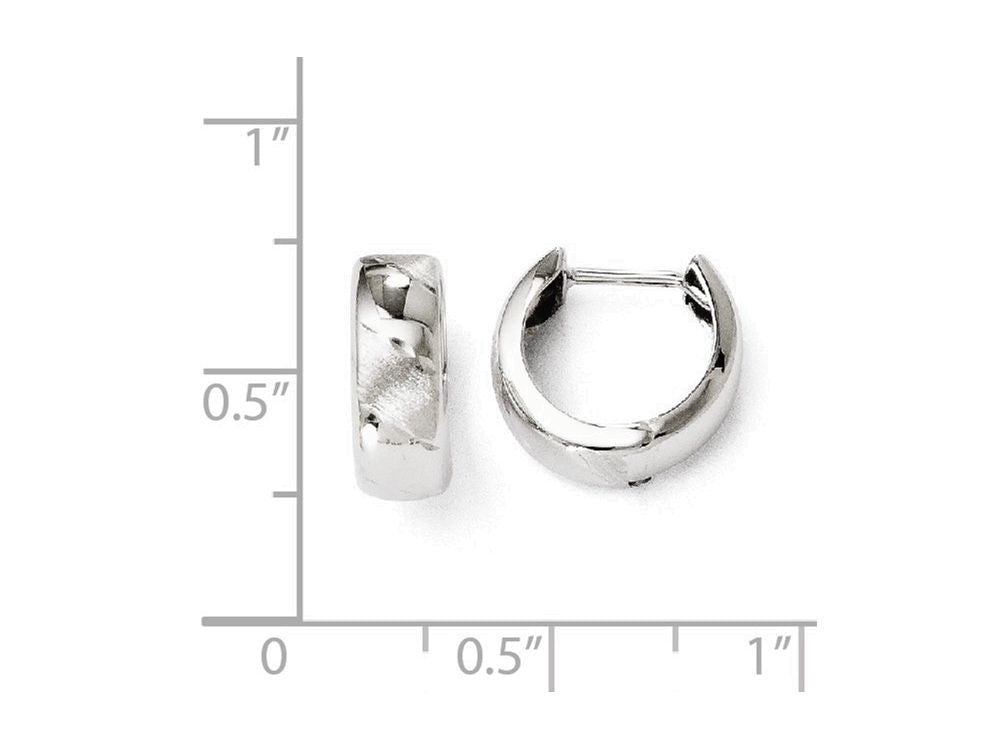 FJC Finejewelers 14k White Gold Polished And Satin Hinged Hoop Earrings