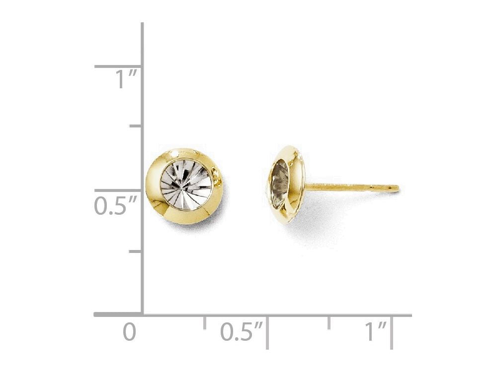 FJC Finejewelers 14 kt Two Tone Gold Rhodium And Polished And Bright Cut Post Earrings
