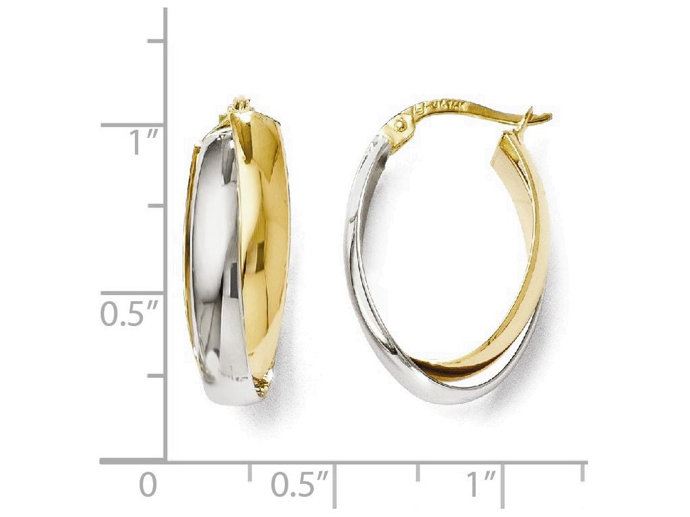 FJC Finejewelers 14 kt Two Tone Gold Polished Double Oval Hoop Earrings