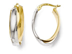FJC Finejewelers 14 kt Two Tone Gold Polished Double Oval Hoop Earrings