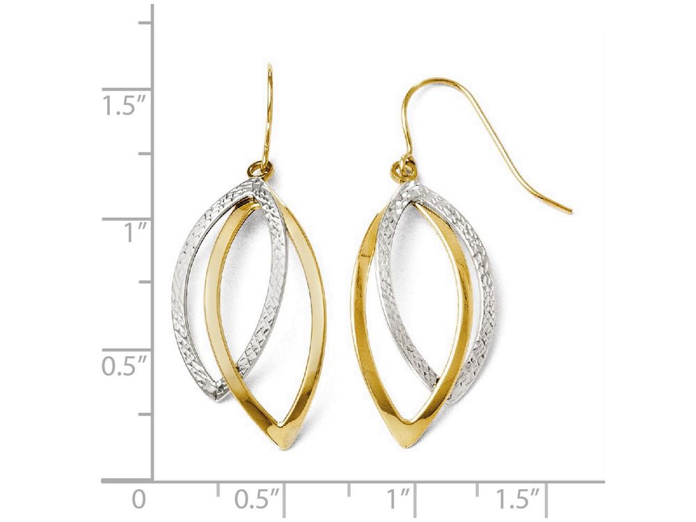 FJC Finejewelers 14 kt Two Tone Gold Polished And Textured Shepherd Hook Earrings