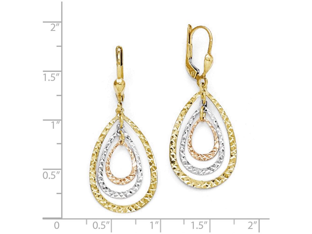 FJC Finejewelers 14 kt Tri Color Gold Polished and Bright Cut Leverback Earrings