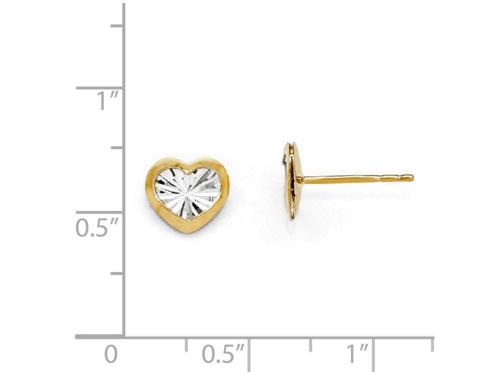 FJC Finejewelers 14 kt Two Tone Gold Rhodium Polished and Bright Cut Heart Post Earrings