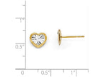 FJC Finejewelers 14 kt Two Tone Gold Rhodium Polished and Bright Cut Heart Post Earrings