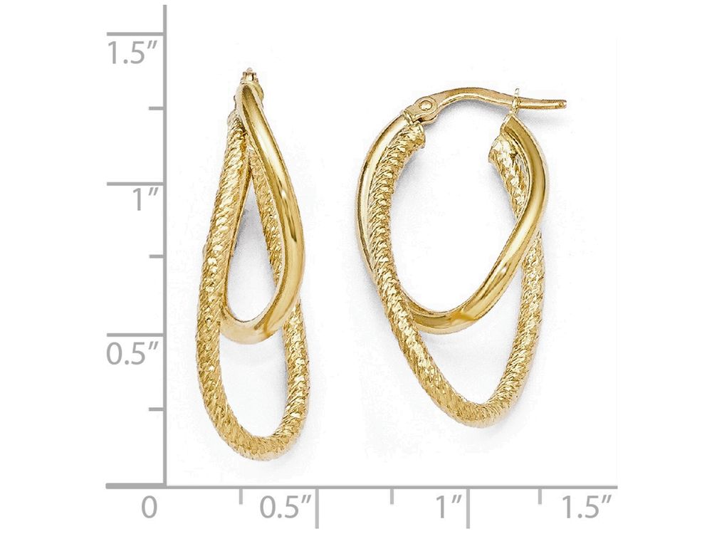 FJC Finejewelers 14k Yellow Gold Polished And Textured Hinged Hoop Earrings
