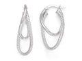 FJC Finejewelers 14k White Gold Polished And Textured Hinged Hoop Earrings