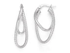 FJC Finejewelers 14k White Gold Polished And Textured Hinged Hoop Earrings