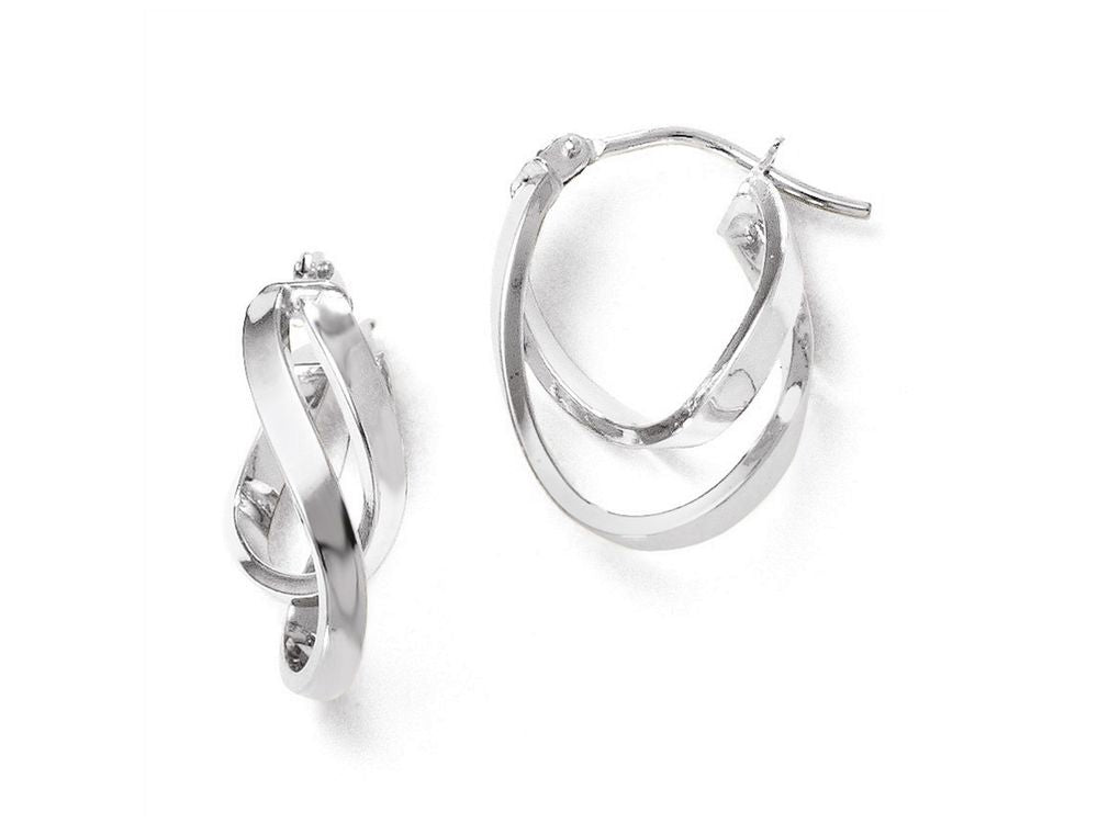 FJC Finejewelers 14k White Gold Polished Hinged Hoop Earrings