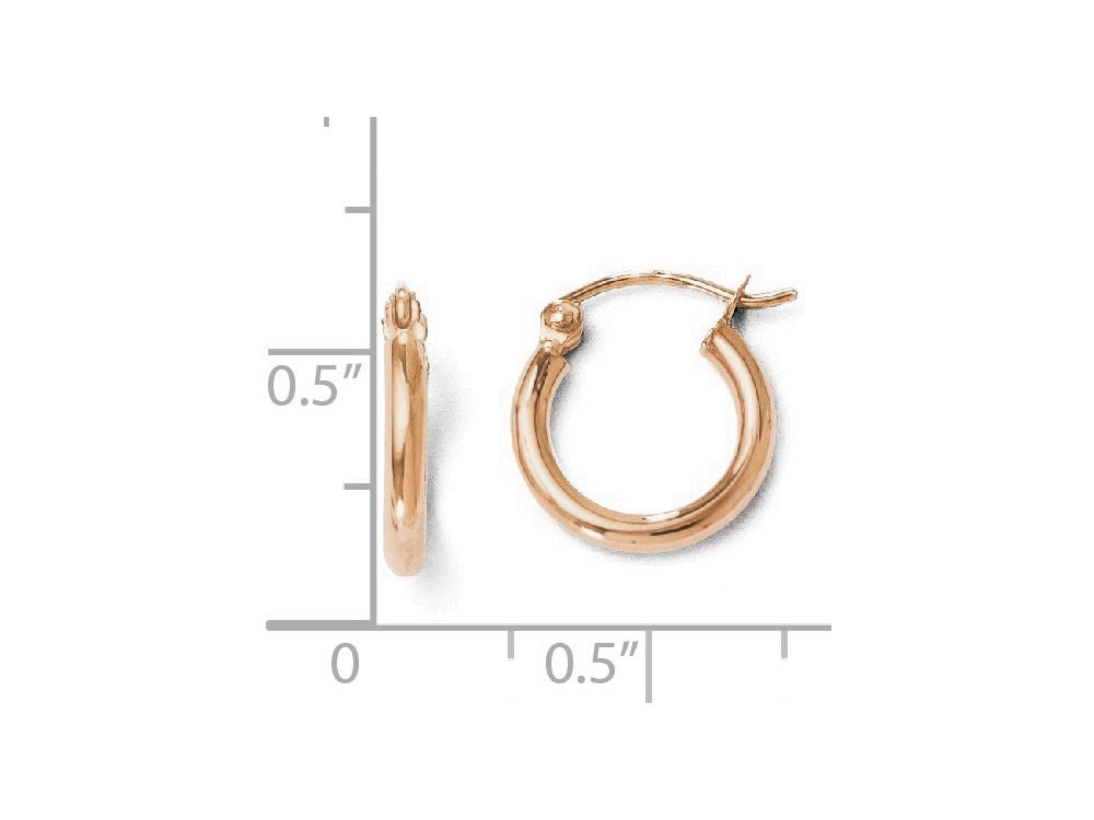 FJC Finejewelers 14k Rose Gold 2mm Polished Hoop Earrings