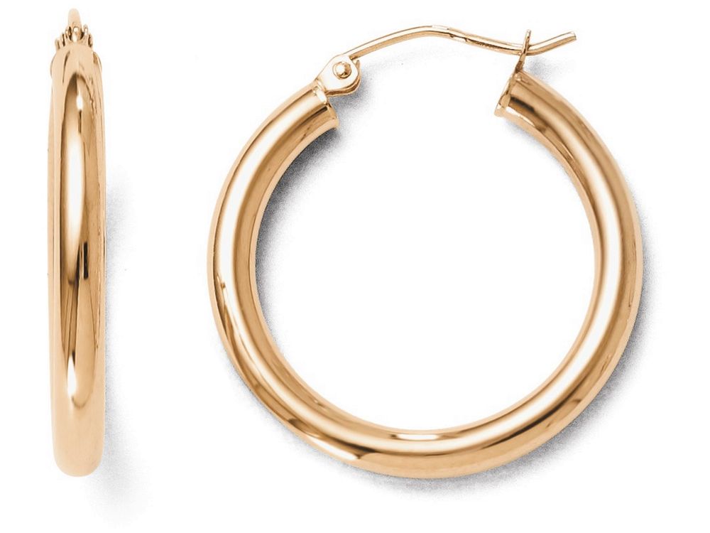 FJC Finejewelers 14k Rose Gold 3mm Polished Hoop Earrings