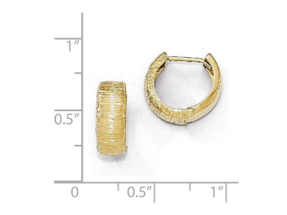 FJC Finejewelers 14k Yellow Gold Polished And Textured Hinged Hoop Earrings