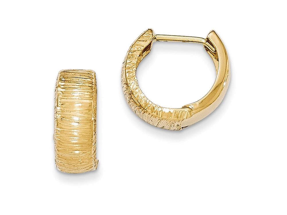 FJC Finejewelers 14k Yellow Gold Polished And Textured Hinged Hoop Earrings