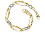 FJC Finejewelers 14 kt Two Tone Gold Polished And Bright Cut Link W/ 1/2in. Ext. Bracelet