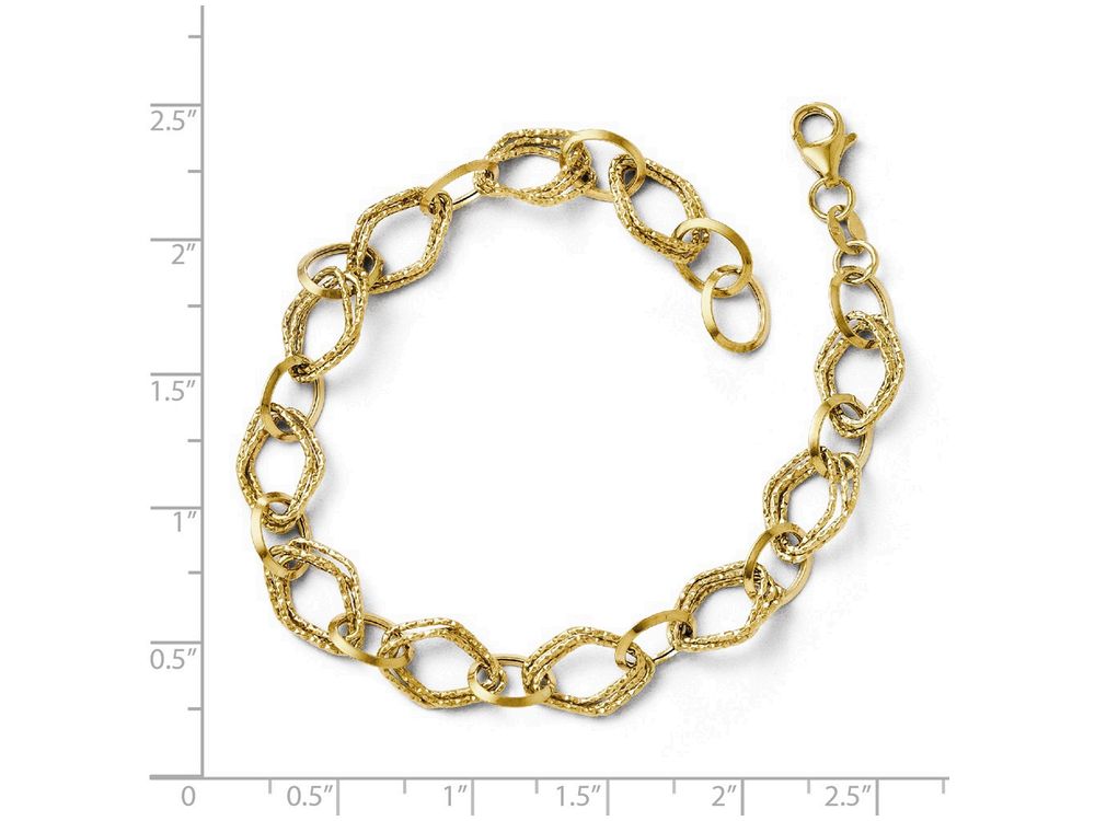 FJC Finejewelers 14k Yellow Gold Polished And Textured Fancy Link Bracelet