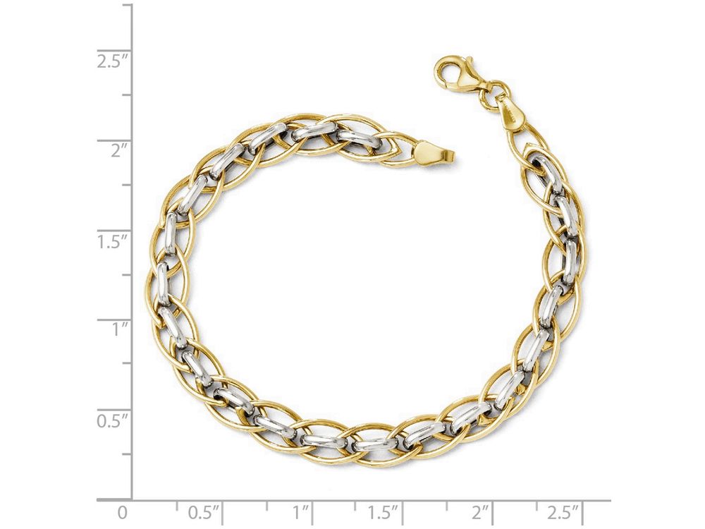 FJC Finejewelers 14 kt Two Tone Gold Polished Fancy Link Bracelet