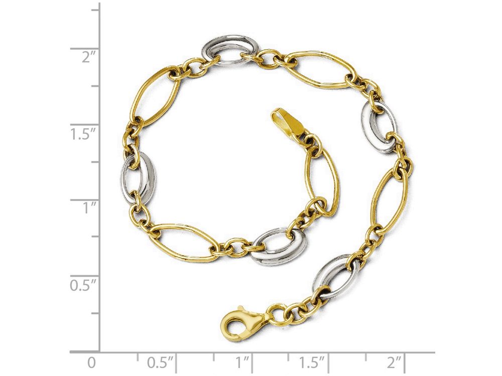 FJC Finejewelers 14 kt Two Tone Gold Polished Fancy Link Bracelet