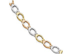 FJC Finejewelers 14 kt Tri Color Gold Polished And Satin Link Bracelet