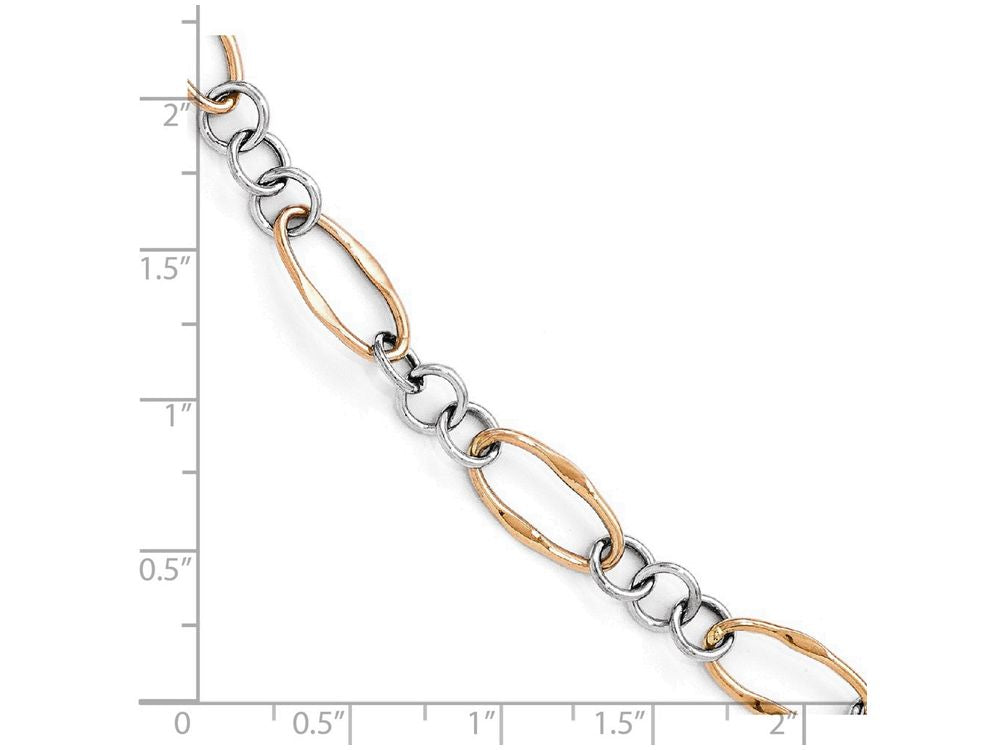 FJC Finejewelers 14 kt Two Tone Gold (rose and White) Polished Link Bracelet