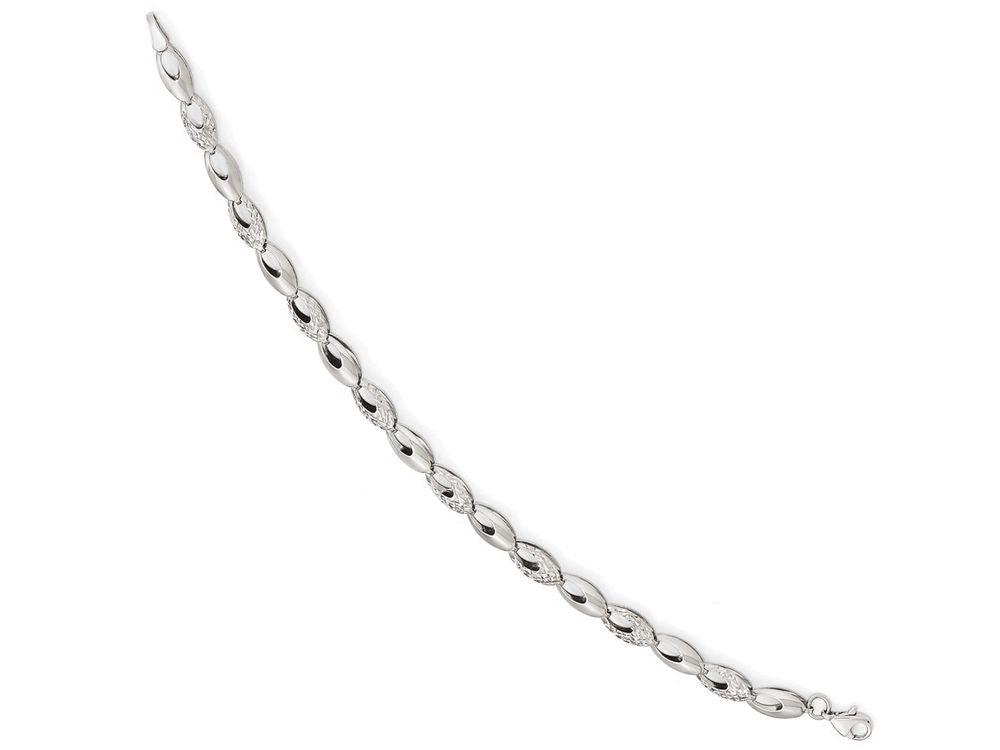 FJC Finejewelers 14k White Gold Polished And Bright Cut Bracelet