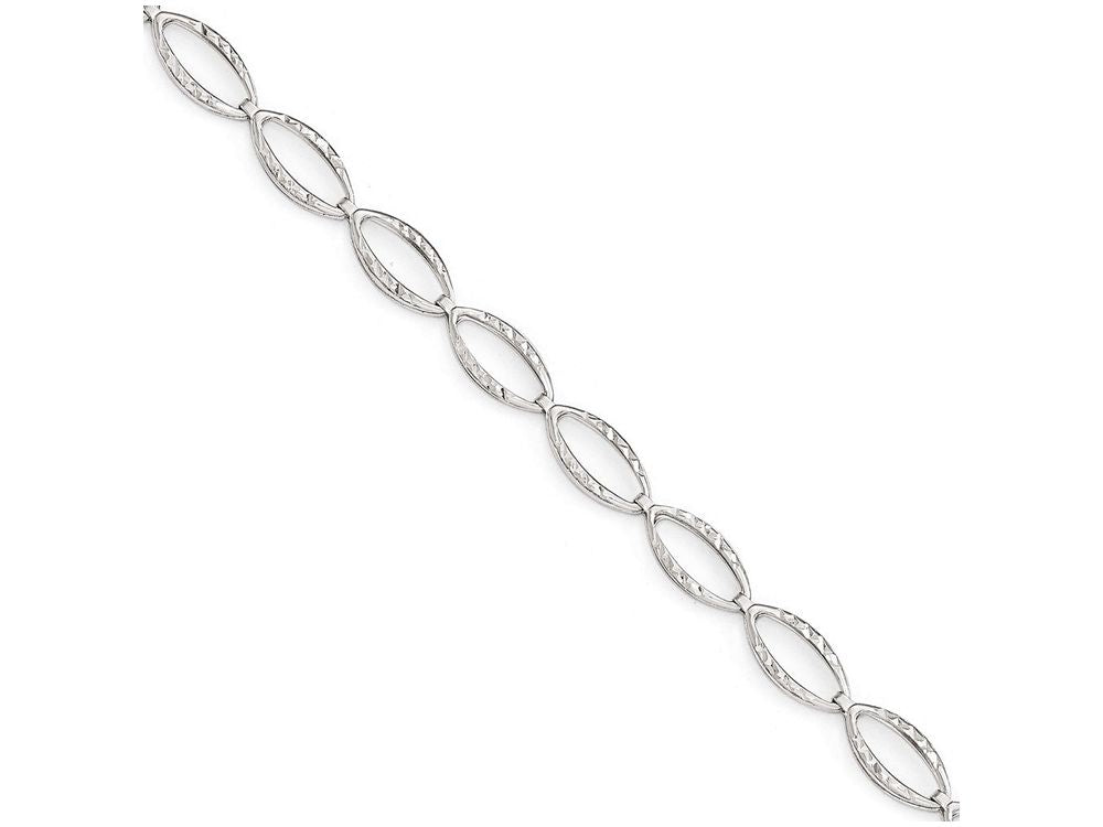 FJC Finejewelers 14k White Gold Polished And Bright Cut Bracelet