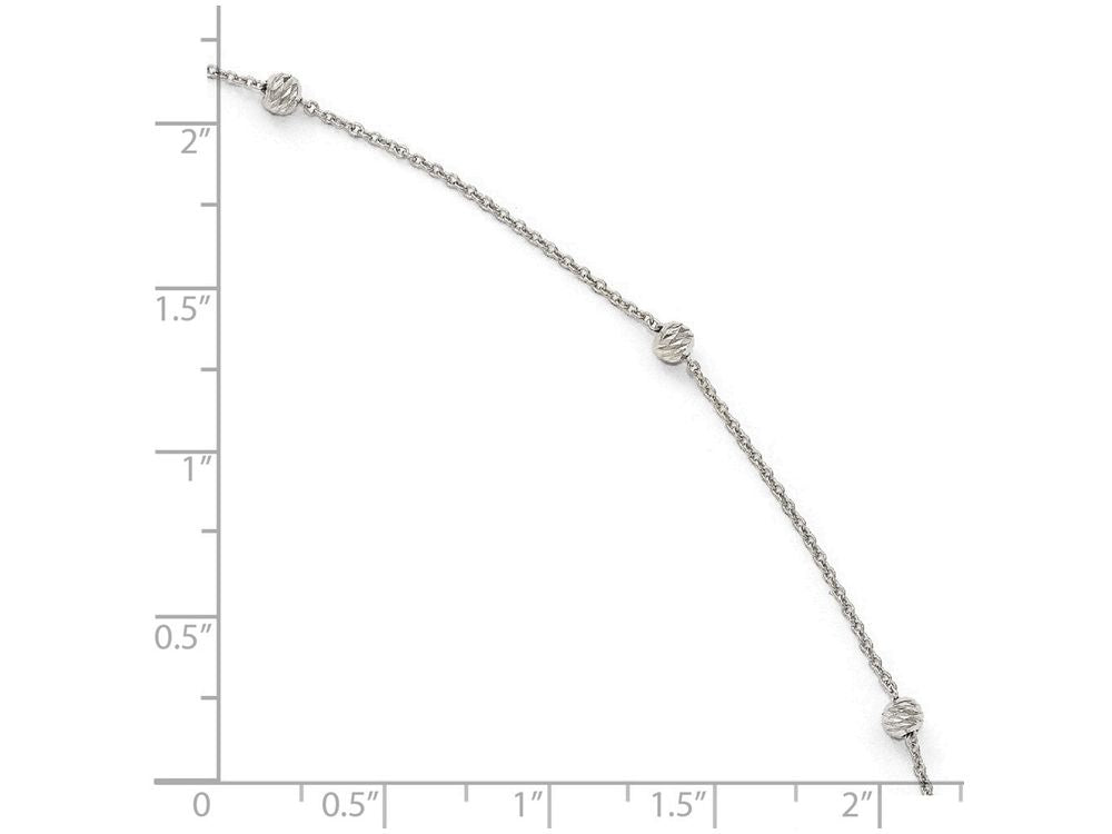 FJC Finejewelers 14k White Gold Diamond-ctu Beaded With 1in Ext. Anklet
